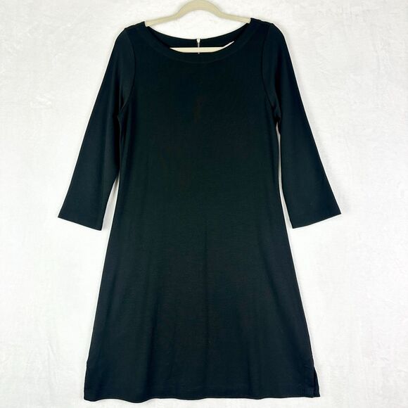 Tommy Bahama Drapey Ponte Dress Size Small NEW 3/4 Sleeve Black Tencel Modal - Picture 2 of 6